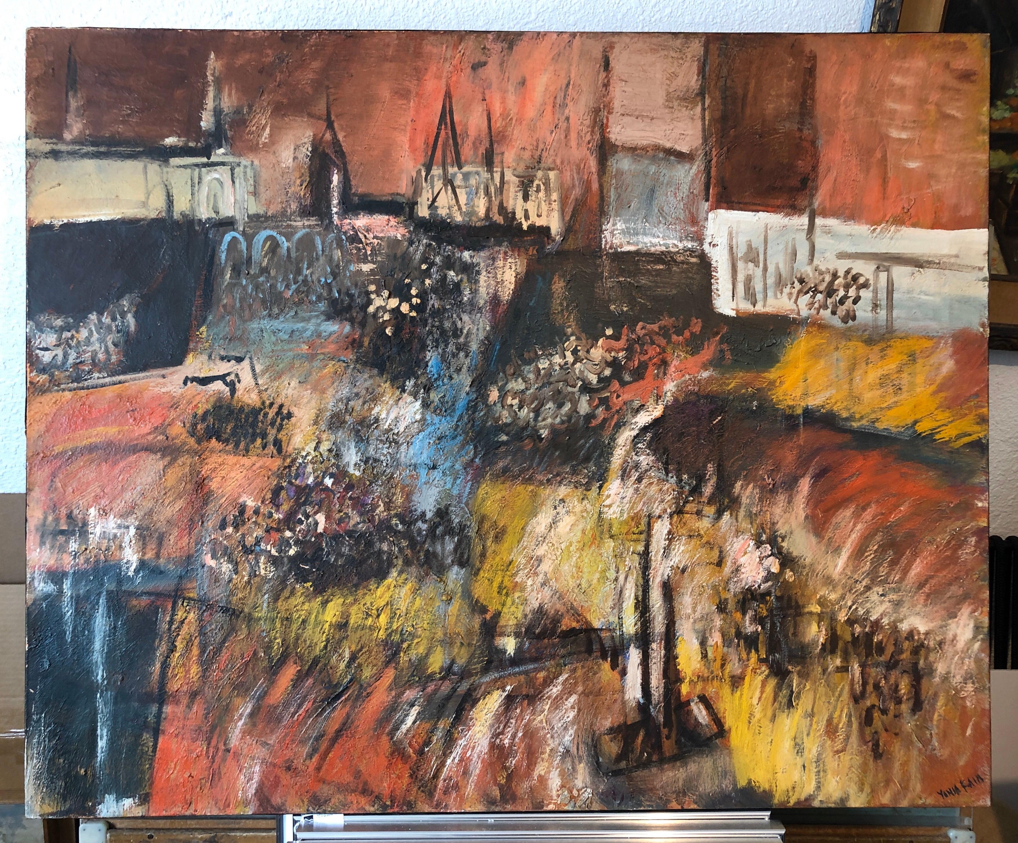 Jüdische mexikanische Avant Garde Fiesta von Guadalupe Expressionist Ölgemälde im Angebot 4