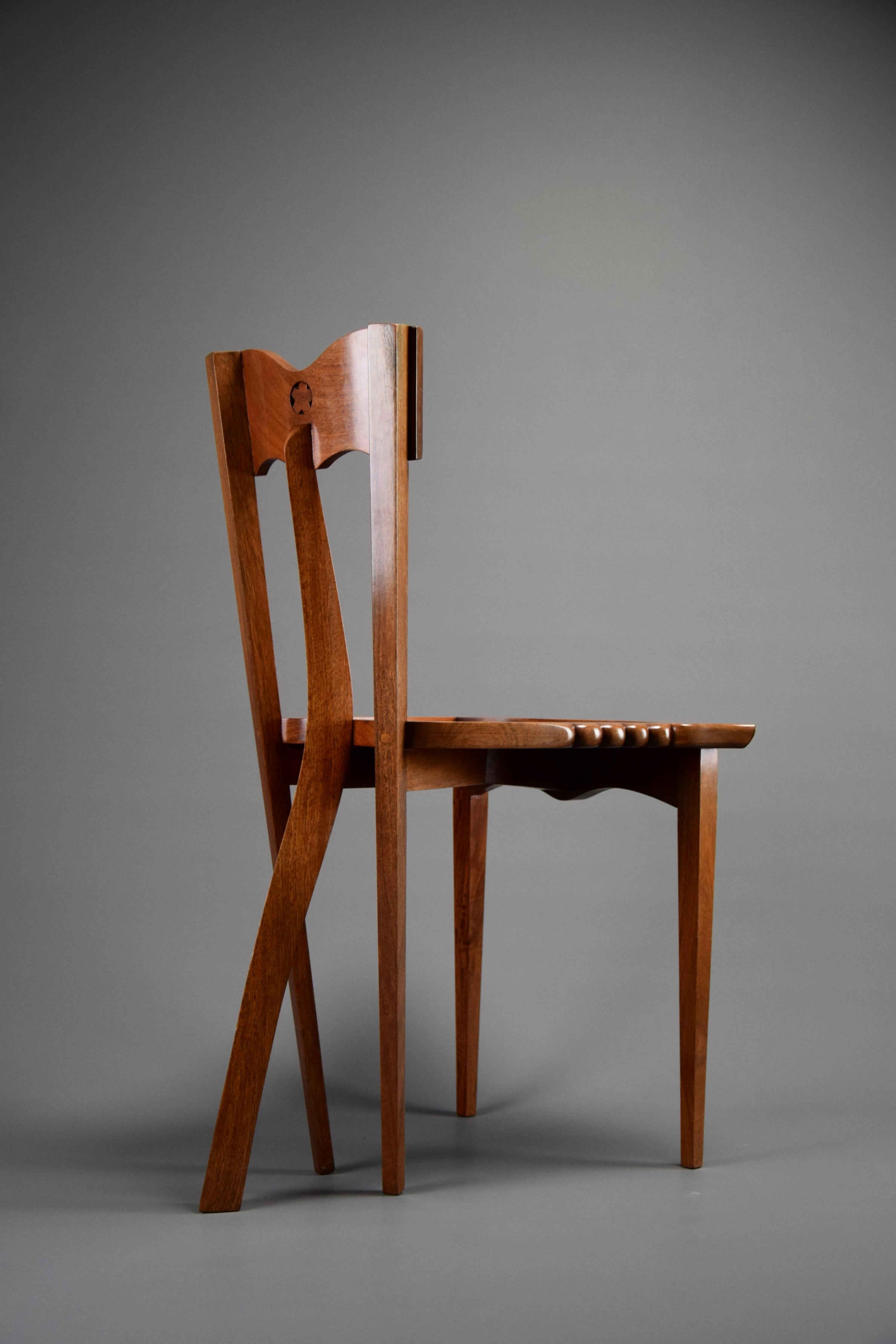 Chaise artisanale en jatoba et ormeau Yoochai par Bořek Šípek 1990 en vente 4