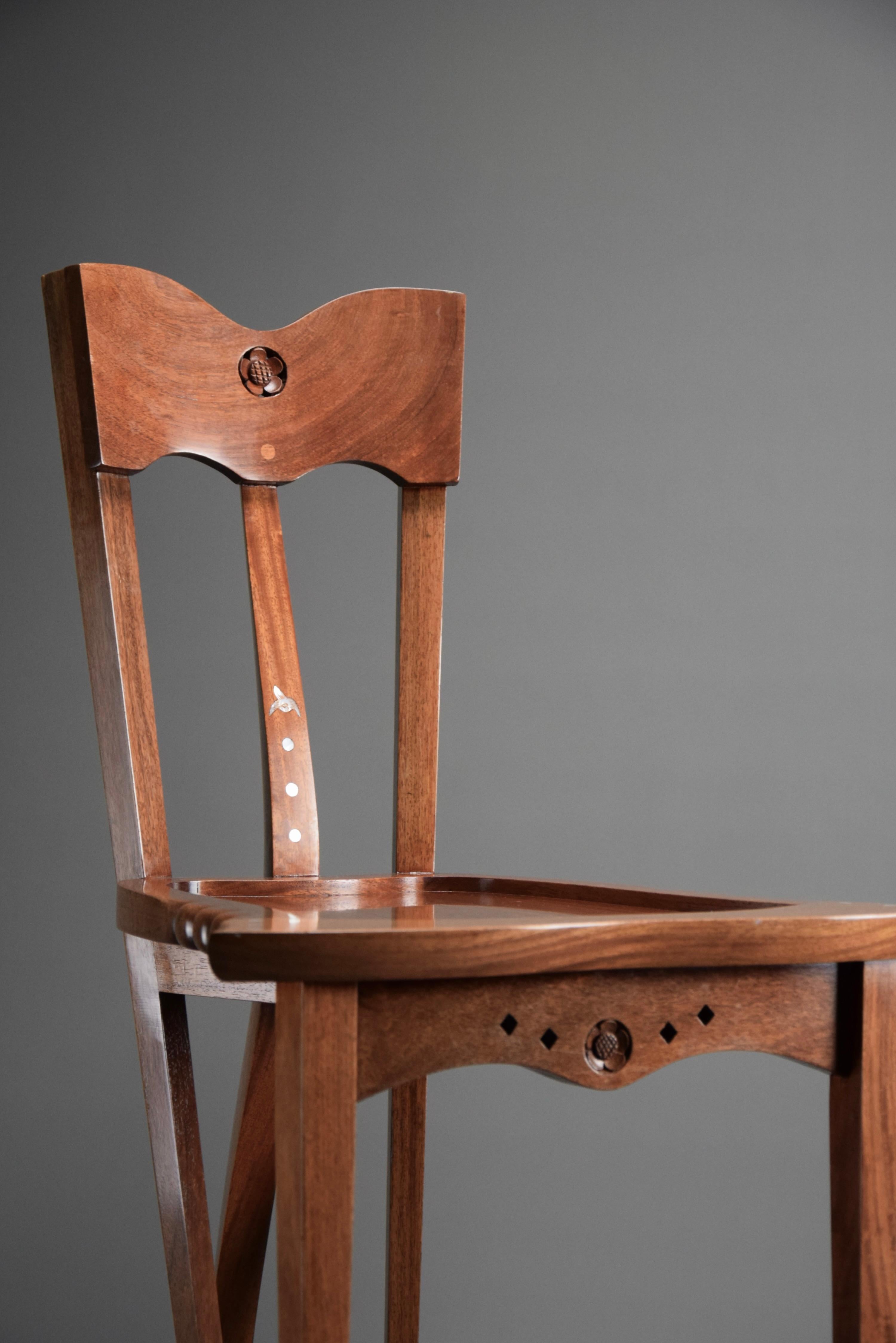 Néo-baroque Chaise artisanale en jatoba et ormeau Yoochai par Bořek Šípek 1990 en vente