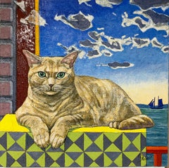 Les pensées d'un chat orange (peinture originale du célèbre peintre japonais-américain)