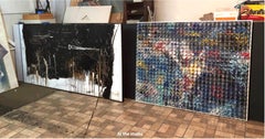 "A Moment in the Universe" Abstract Mixed Media Painting 48 x 60in by Yoram Katz