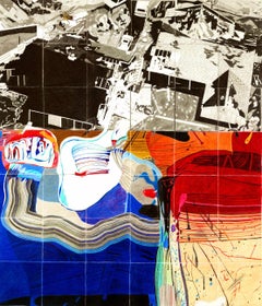 "Angry Earth" (FRAMED) Abstract Painting 42 x 36" inch by Yoram Katz