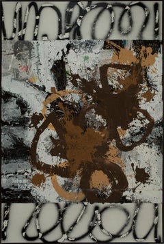 "Blast" (FRAMED) Abstract Painting 72 x 48 in by Yoram Katz