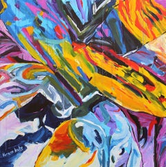 "Carousel" Abstract Painting 48 x 48" inch by Yoram Katz