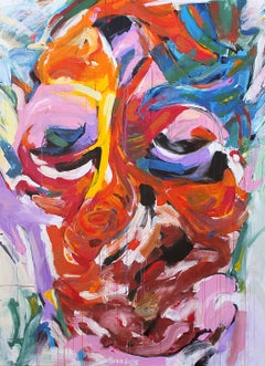 Pittura astratta "Clown" 72 x 48" pollici di Yoram Katz