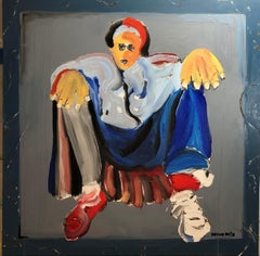 "Cool" Pittura ad olio figurativa 48 x 48 pollici di Yoram Katz