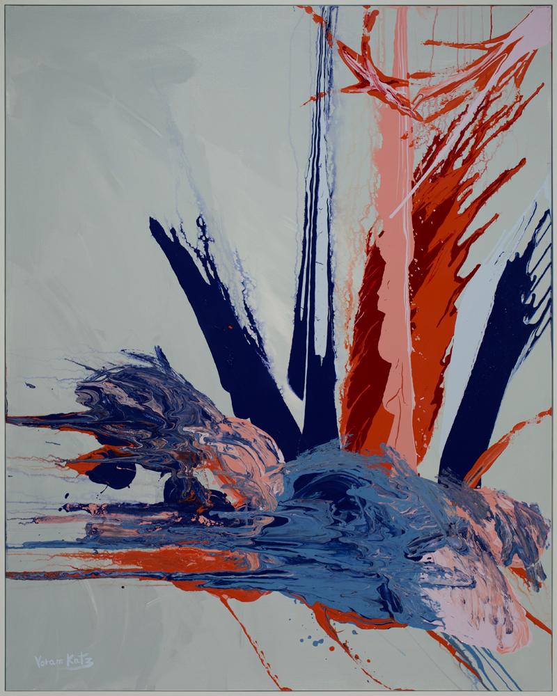 "Flying Dragon" (FRAMED) Abstract Painting 60 x 48 inch by Yoram Katz