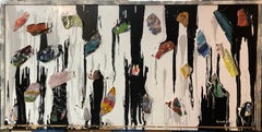 "Regalos del cielo" Pintura abstracta en técnica mixta 48 x 96" pulgadas por Yoram Katz