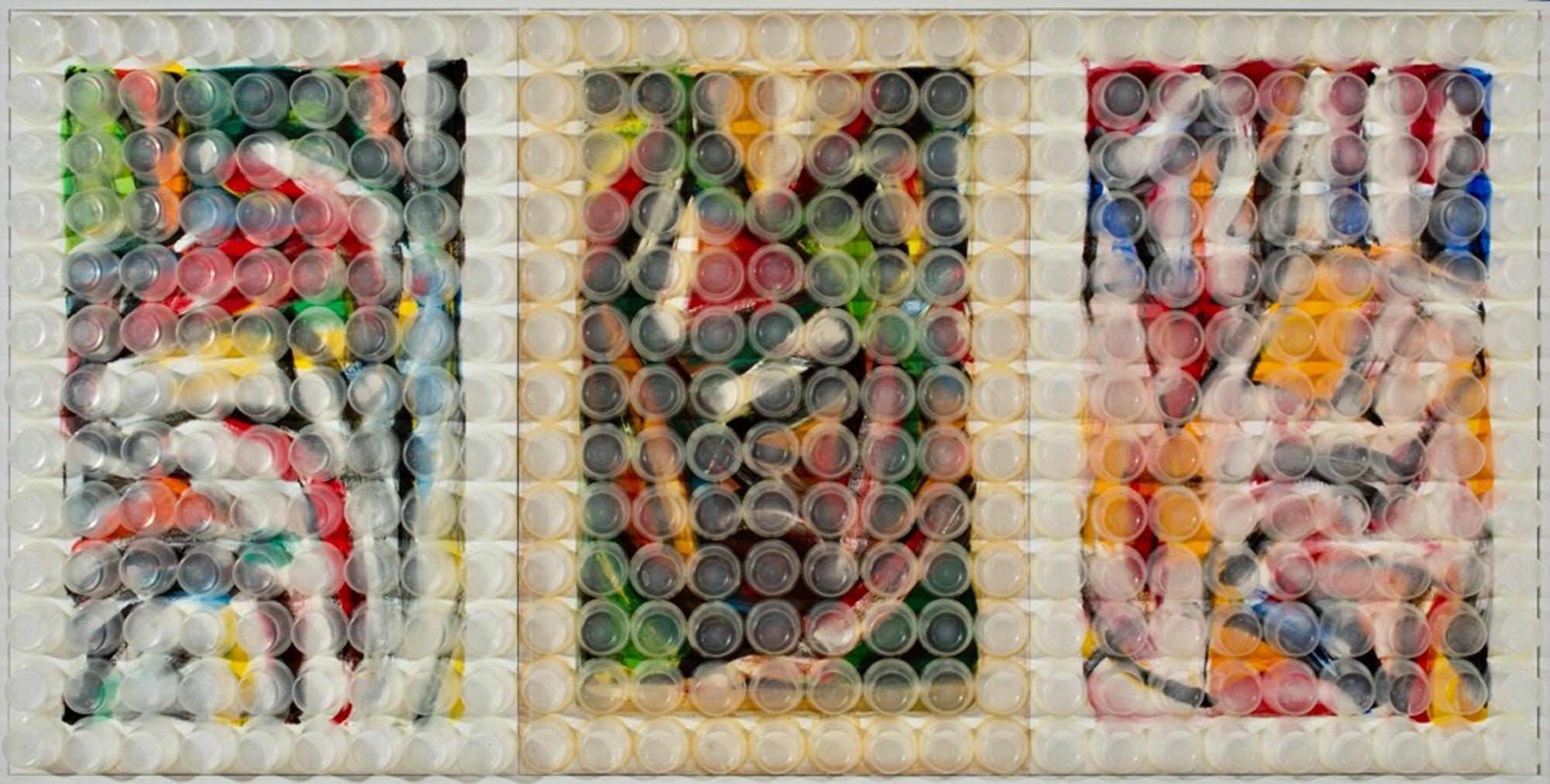"Jell-O" (FRAMED) Abstract Mixed Media Painting 36 x 72 in by Yoram Katz