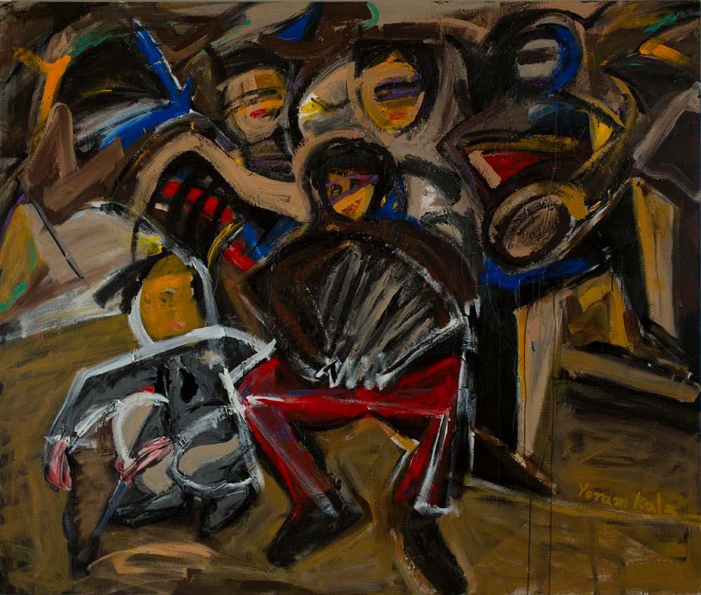 "Banda de barrio" Pintura abstracta 60 x 72 pulgadas por Yoram Katz