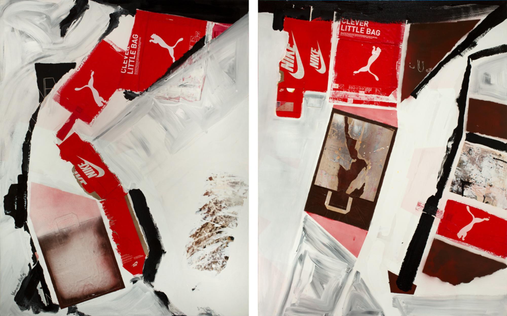 "Nike" (Diptychon) Abstraktes Gemälde in Mischtechnik 60 x 97 von Yoram Katz

Medium:  Verpackungsmaterial, Papiertüten, Acryl-, Emaille- und Sprühfarbe auf Segeltuch


ÜBER DEN KÜNSTLER:
Geboren in Israel.
Abschluss an der Bazelel-Kunstakademie in