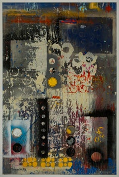 "Recycling Post" (FRAMED) Abstract Painting 72 x 48 in by Yoram Katz