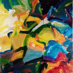 Pittura astratta "Cielo contro Terra" 48 x 48" pollici di Yoram Katz