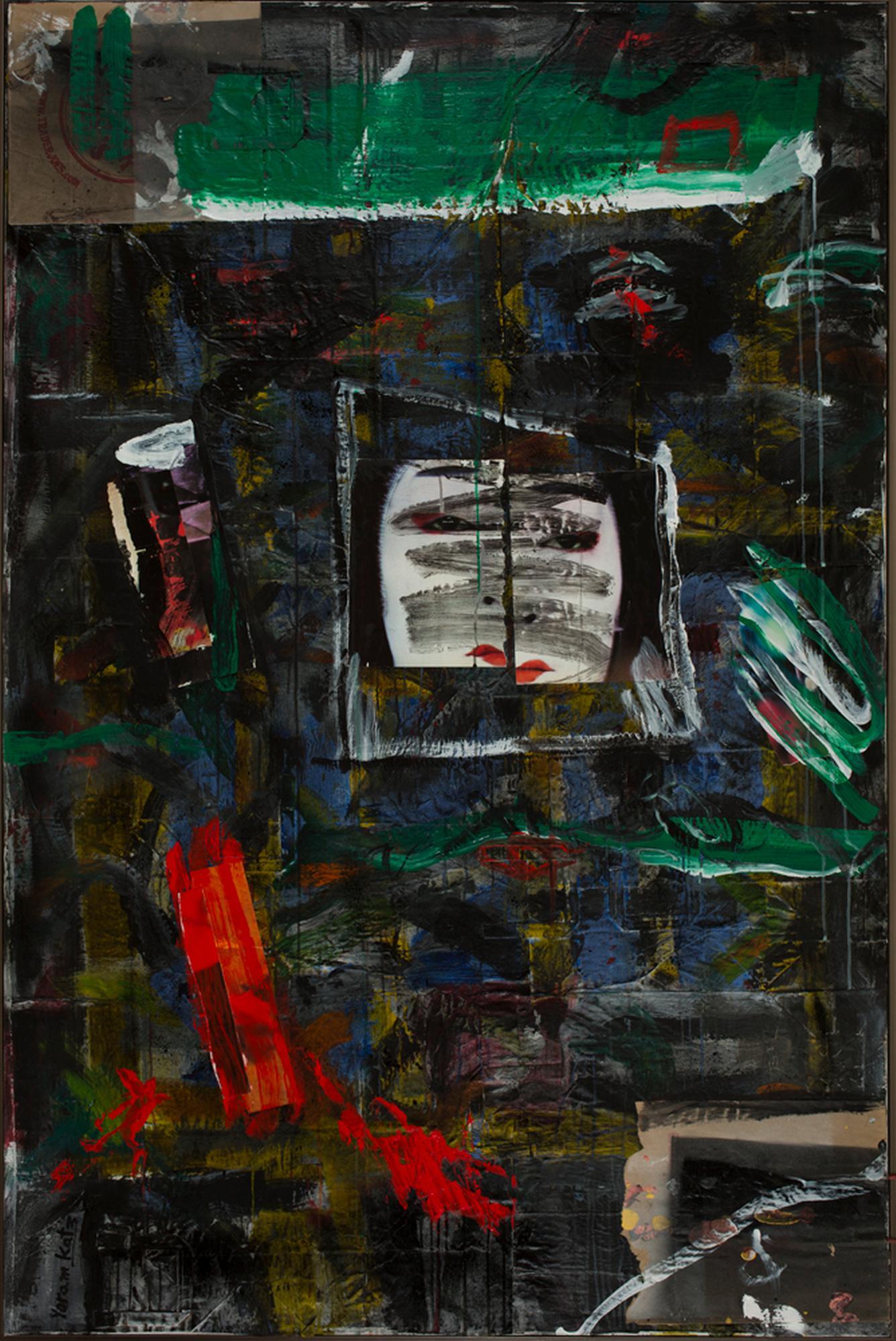 "Spicy Asian Food" (FRAMED) Abstract Painting 72 x 48 in by Yoram Katz