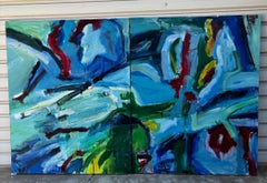 "Story No. 6 Diptych" Abstract Painting 60 x 97" inch by Yoram Katz