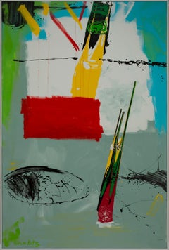 "Surprise" (FRAMÉ) Peinture abstraite de 72 x 48 pouces de Yoram Katz