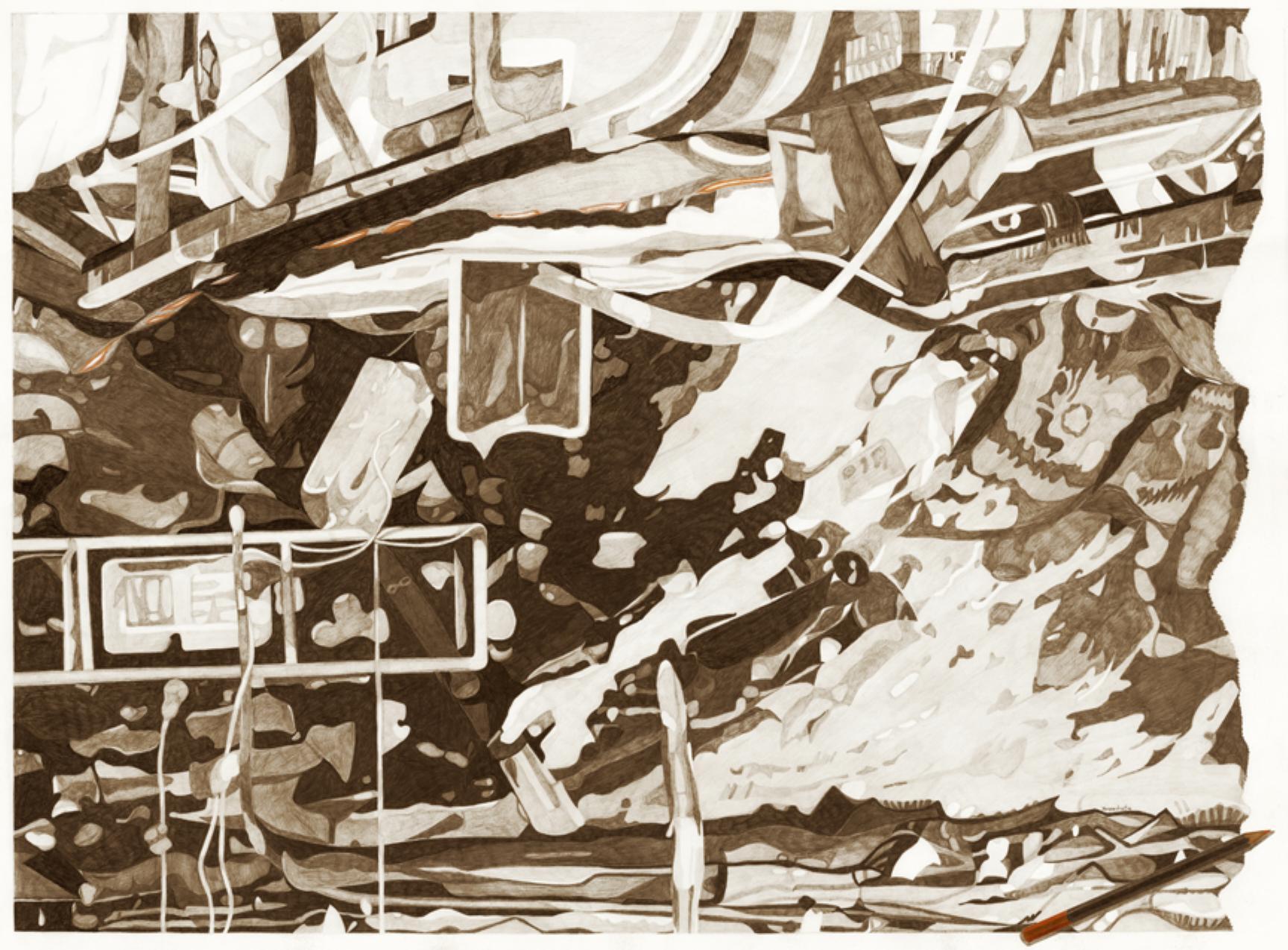 "Surround Sound" (FRAMED) Abstract Painting 34 x 46" inch by Yoram Katz