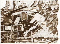 "Surround Sound" (FRAMED) Abstract Painting 34 x 46" inch by Yoram Katz