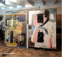 "Die Uhr" Abstraktes Gemälde 72 x 48 Zoll von Yoram Katz