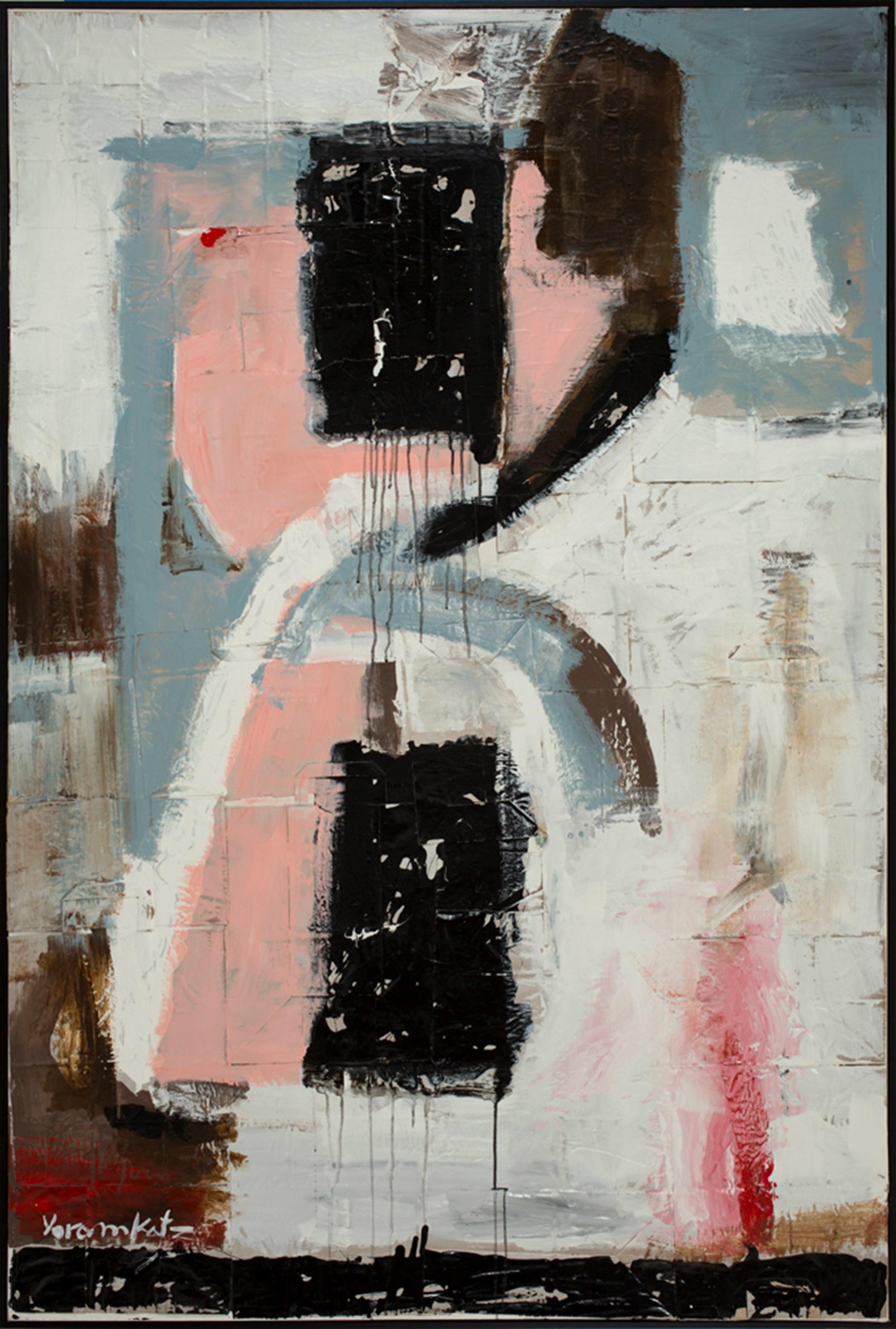 "L'orologio" Quadro astratto 72 x 48 pollici di Yoram Katz