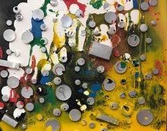 "The Key" Abstract Mixed Media Painting 48 x 48 in by Yoram Katz