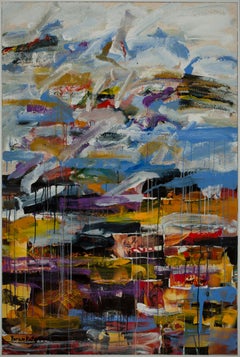 "Woman Under Layers of Paint" (FRAMED) Abstract Painting 72x48 in by Yoram Katz