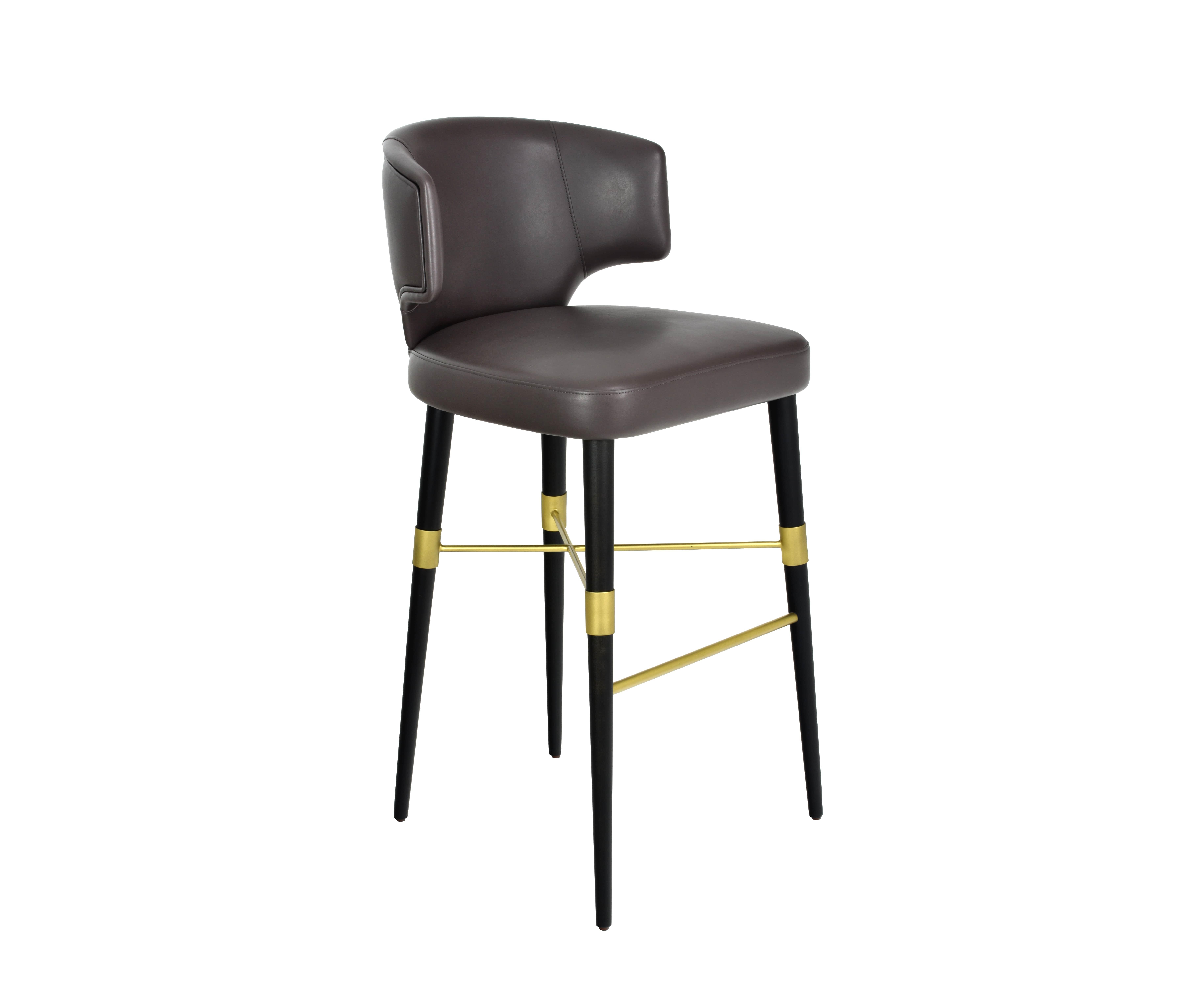 Portuguese York bar stool with metallic details For Sale