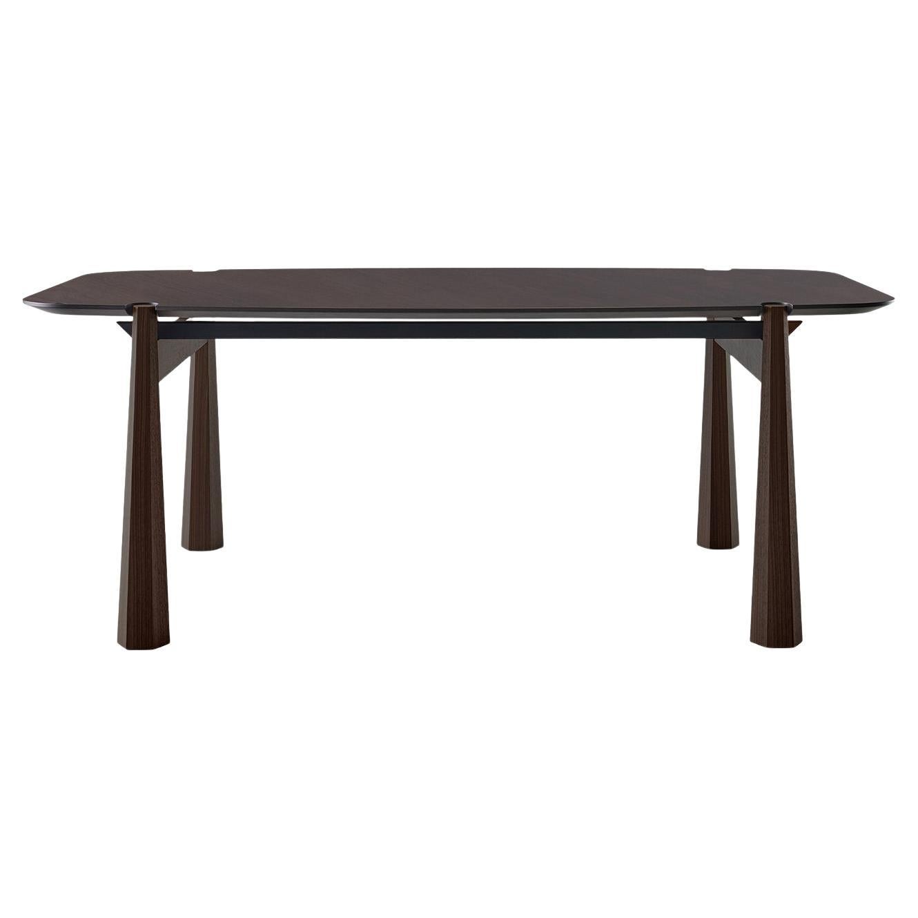 York Dining Table in Dark Brown Walnut Canaletto Wood For Sale