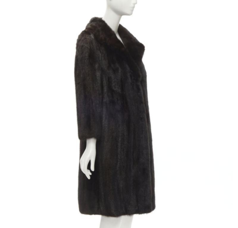 YORK FUR brown fur oversized collar long sleeve long coat In Excellent Condition For Sale In Hong Kong, NT