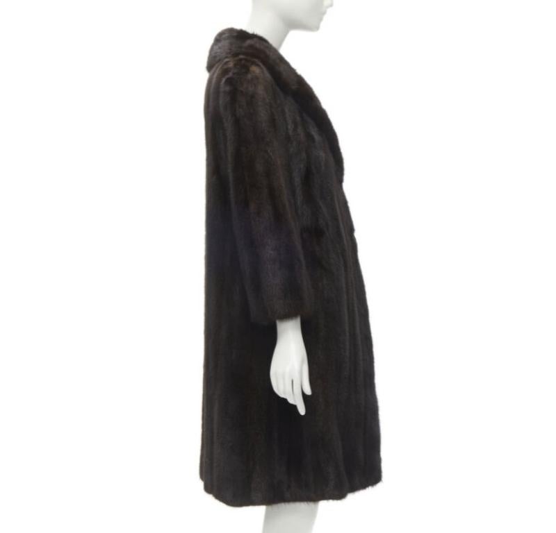 Women's YORK FUR brown fur oversized collar long sleeve long coat For Sale