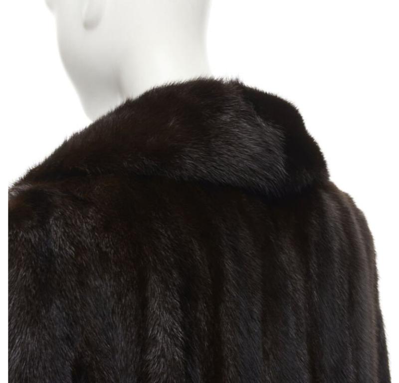 YORK FUR brown fur oversized collar long sleeve long coat For Sale 2