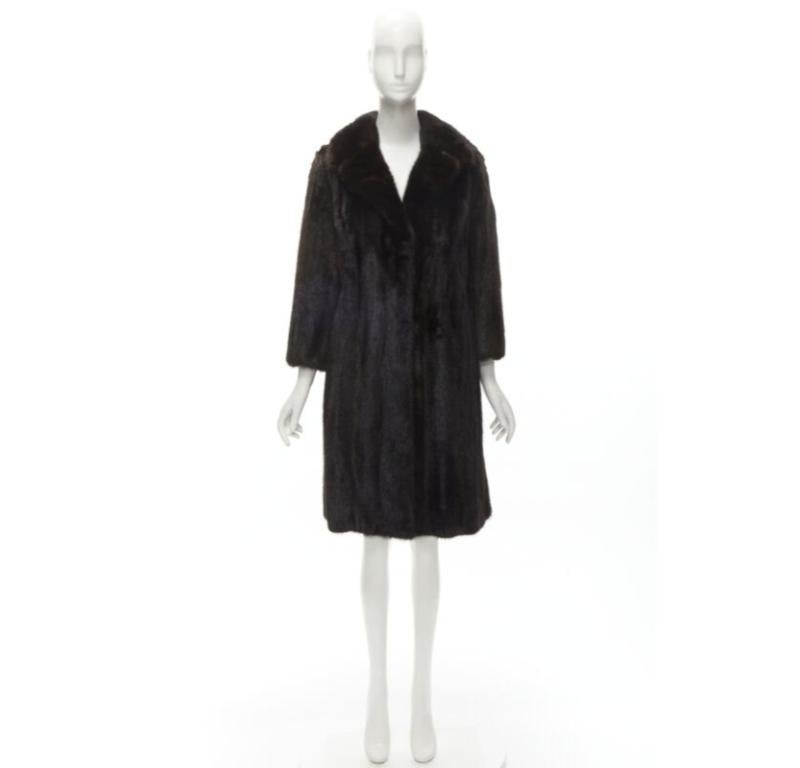 YORK FUR brown fur oversized collar long sleeve long coat For Sale 4