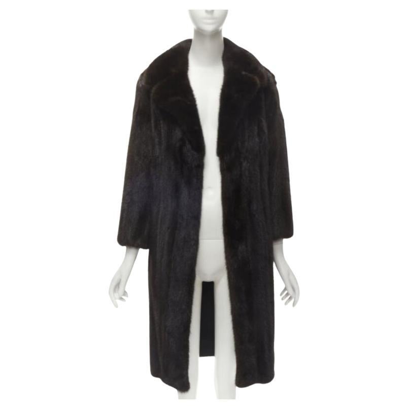 YORK FUR brown fur oversized collar long sleeve long coat For Sale