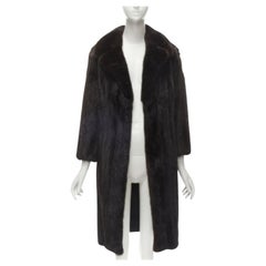 YORK FUR piel marrón cuello oversize abrigo largo manga larga