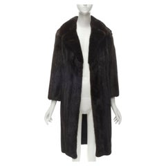 YORK FUR brown fur oversized collar long sleeve long coat