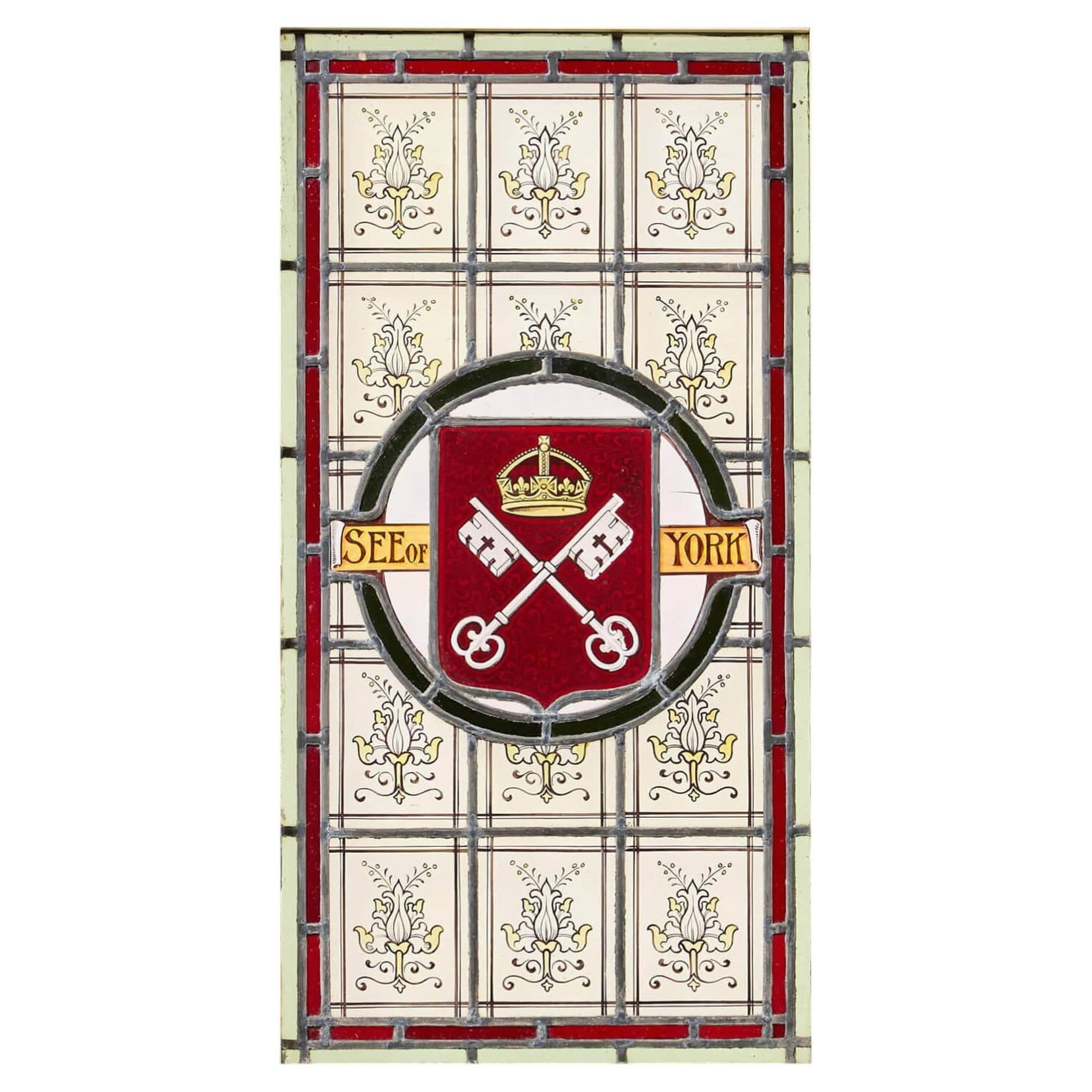 ‘York’ Reclaimed Stained Glass Window For Sale