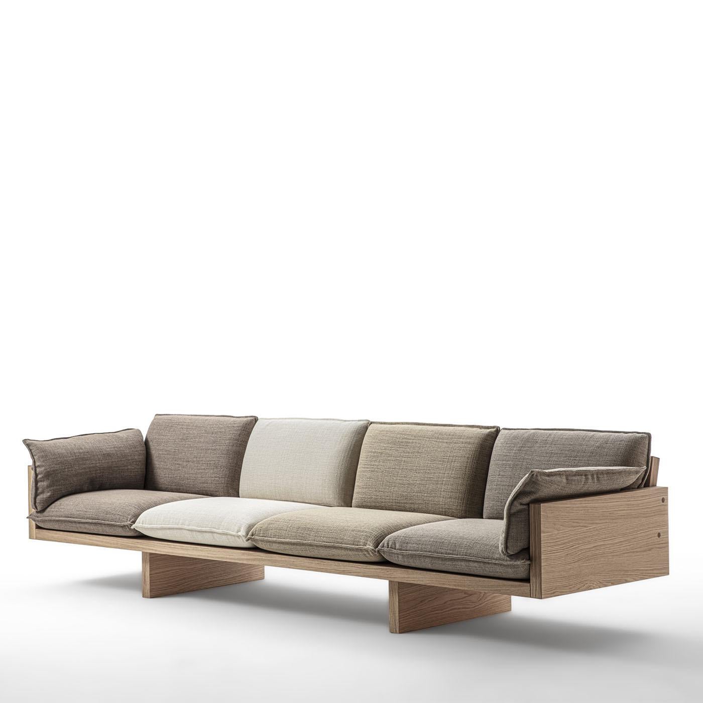 Contemporary York St. Oak Wood 4-Seater Sofa by Durame For Sale