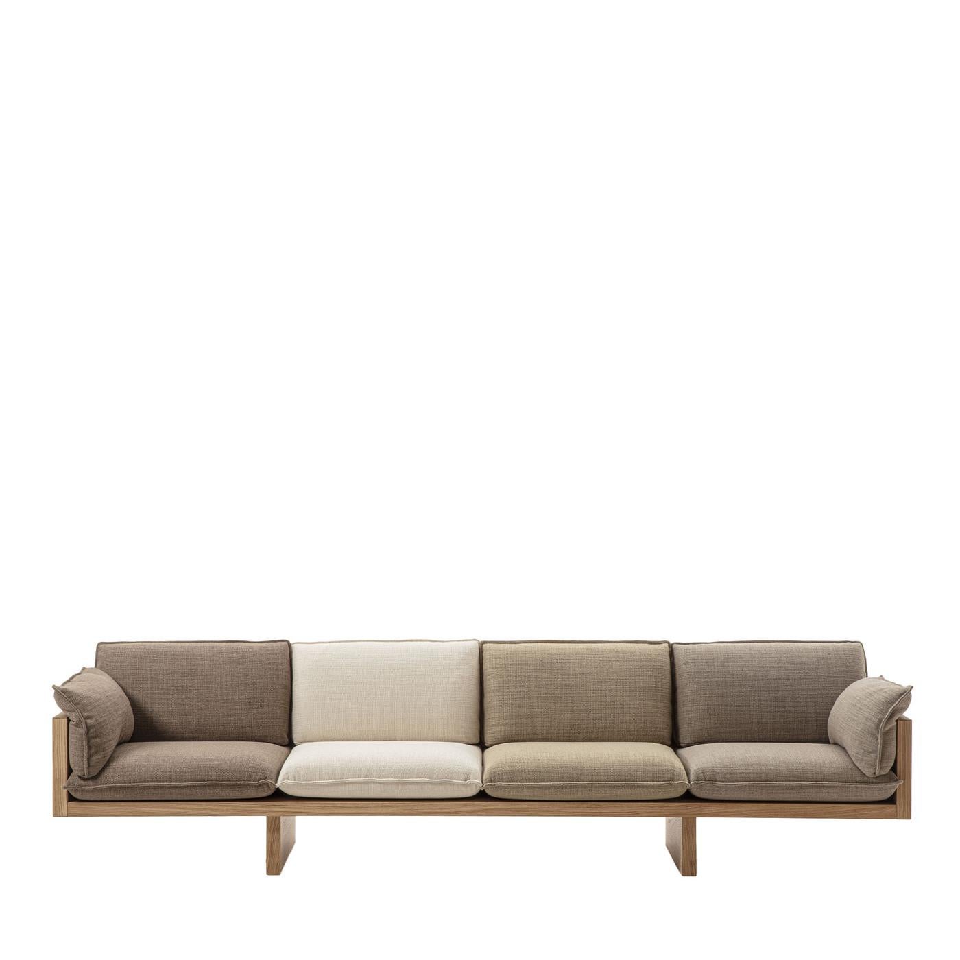 York St. Oak Wood 4-Seater Sofa by Durame For Sale 1
