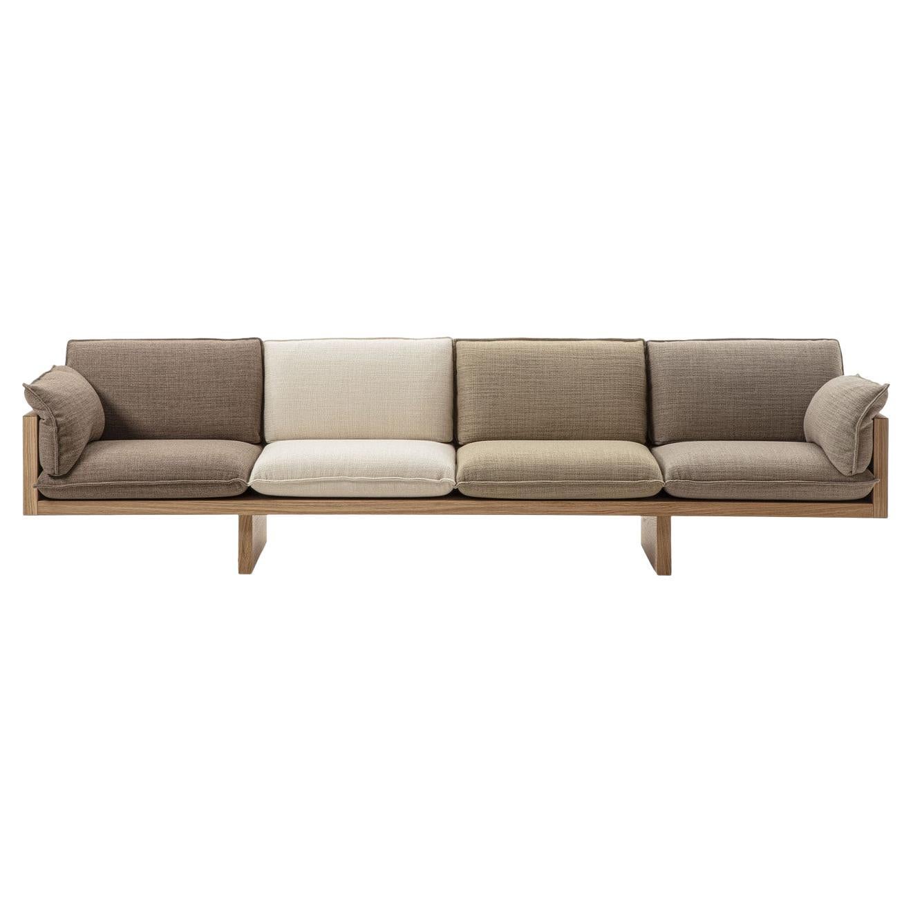 York St. Oak Wood 4-Seater Sofa by Durame For Sale