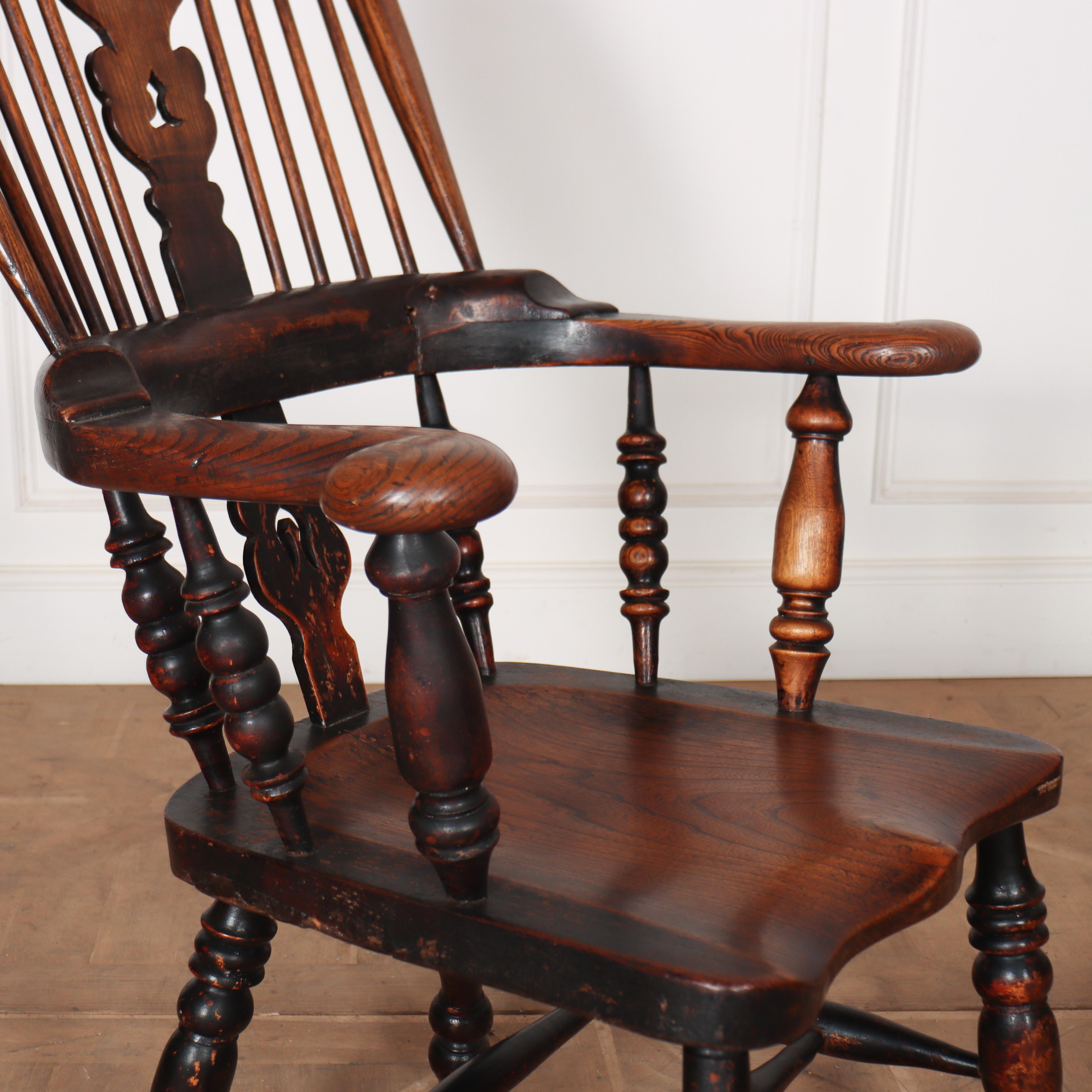 Victorian Yorkshire Broad Arm Windsor Chair For Sale