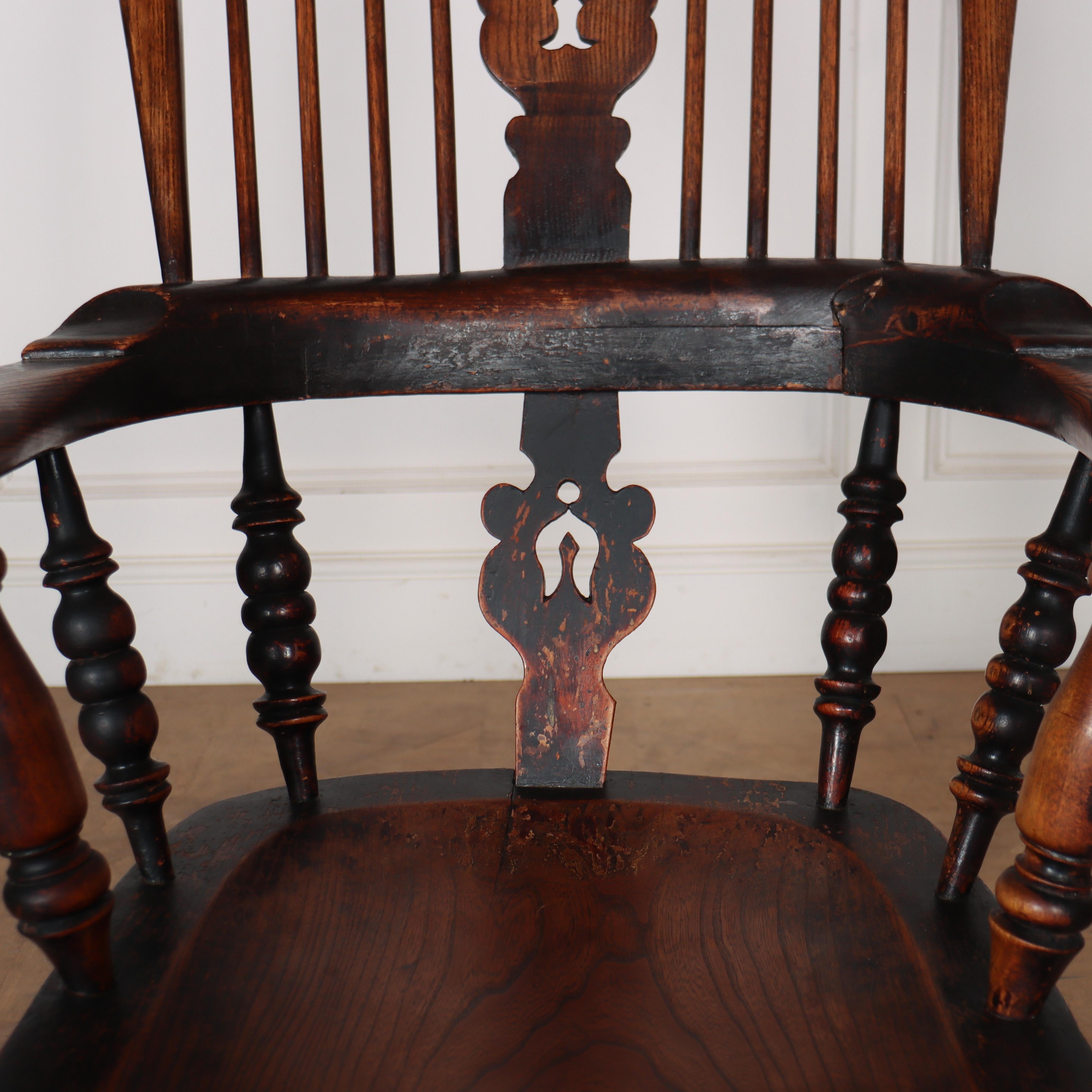 19th Century Yorkshire Broad Arm Windsor Chair For Sale