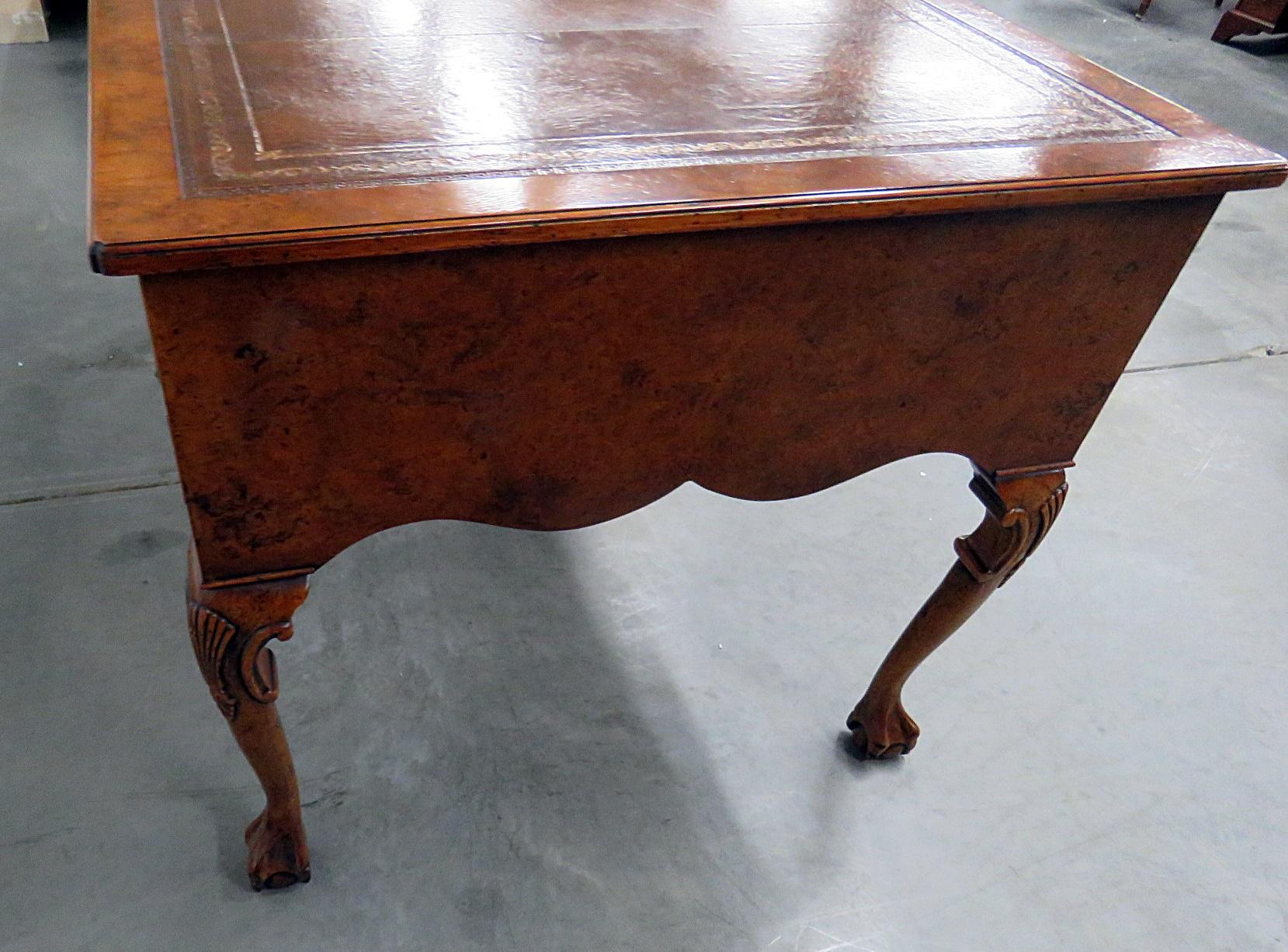 Yorkshire House Style Burled Walnut Desk at 1stDibs