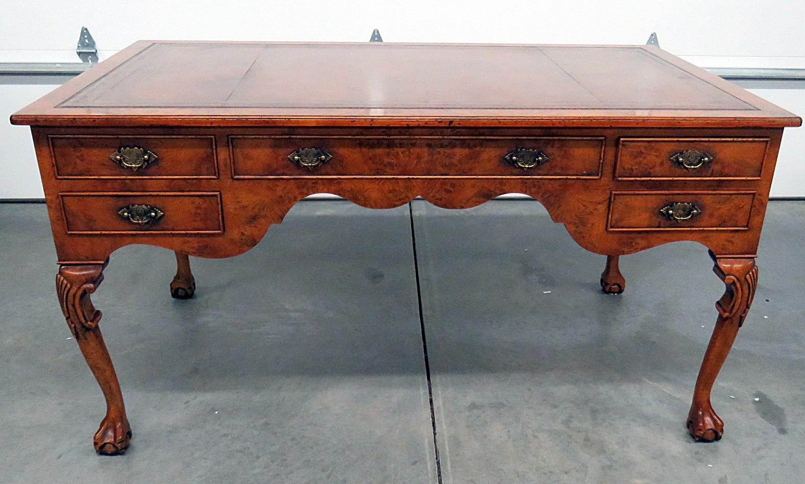 Yorkshire House Style Burled Walnut Desk at 1stDibs