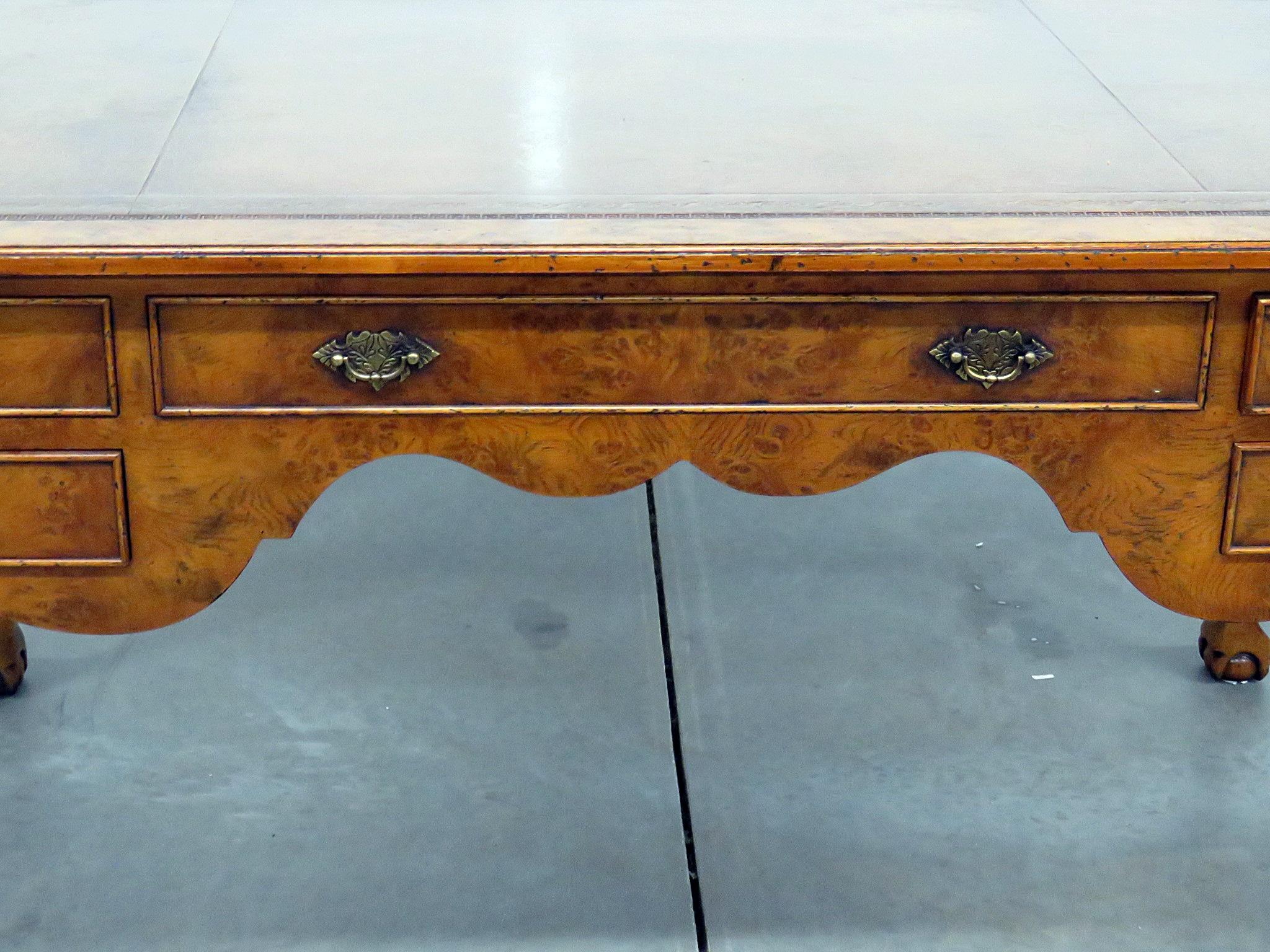 Yorkshire House Style Burled Walnut Desk at 1stDibs