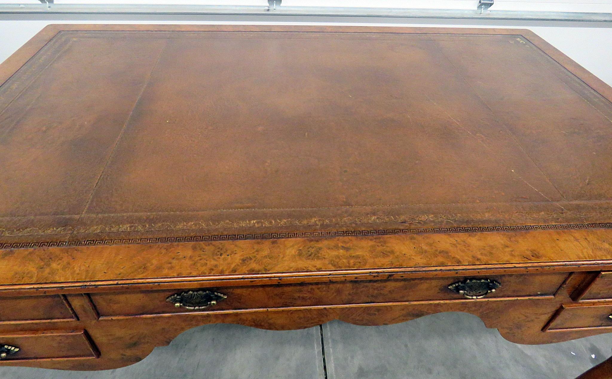 Yorkshire House Style Burled Walnut Desk at 1stDibs