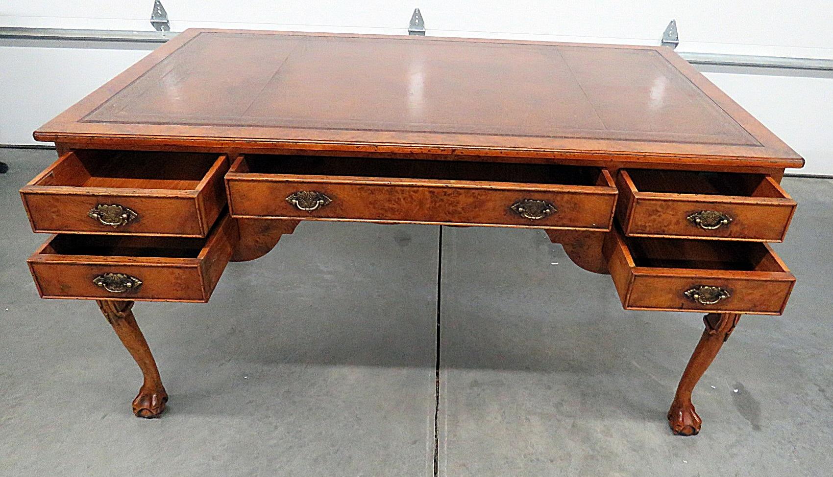 Yorkshire House Style Burled Walnut Desk at 1stDibs