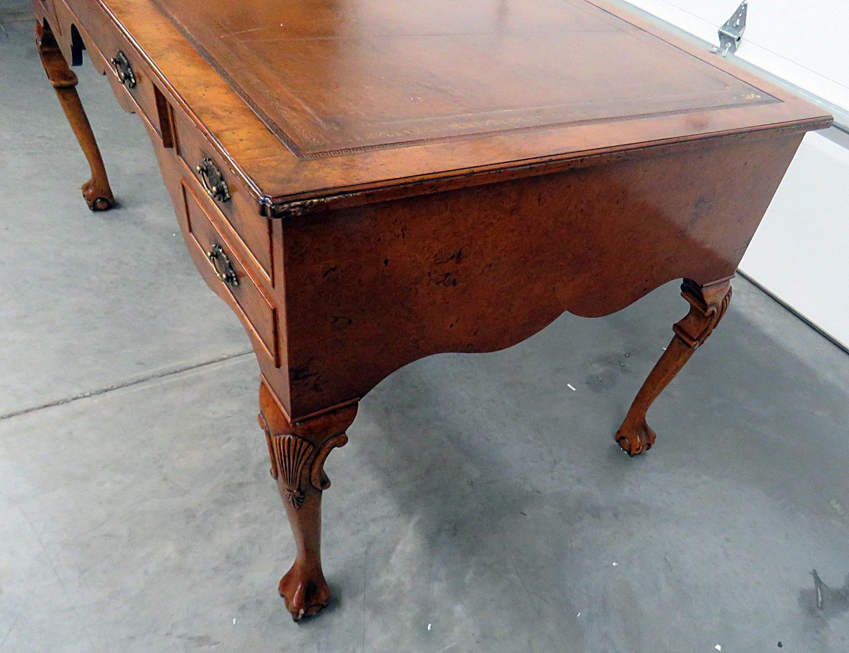 Yorkshire House Style Burled Walnut Desk at 1stDibs