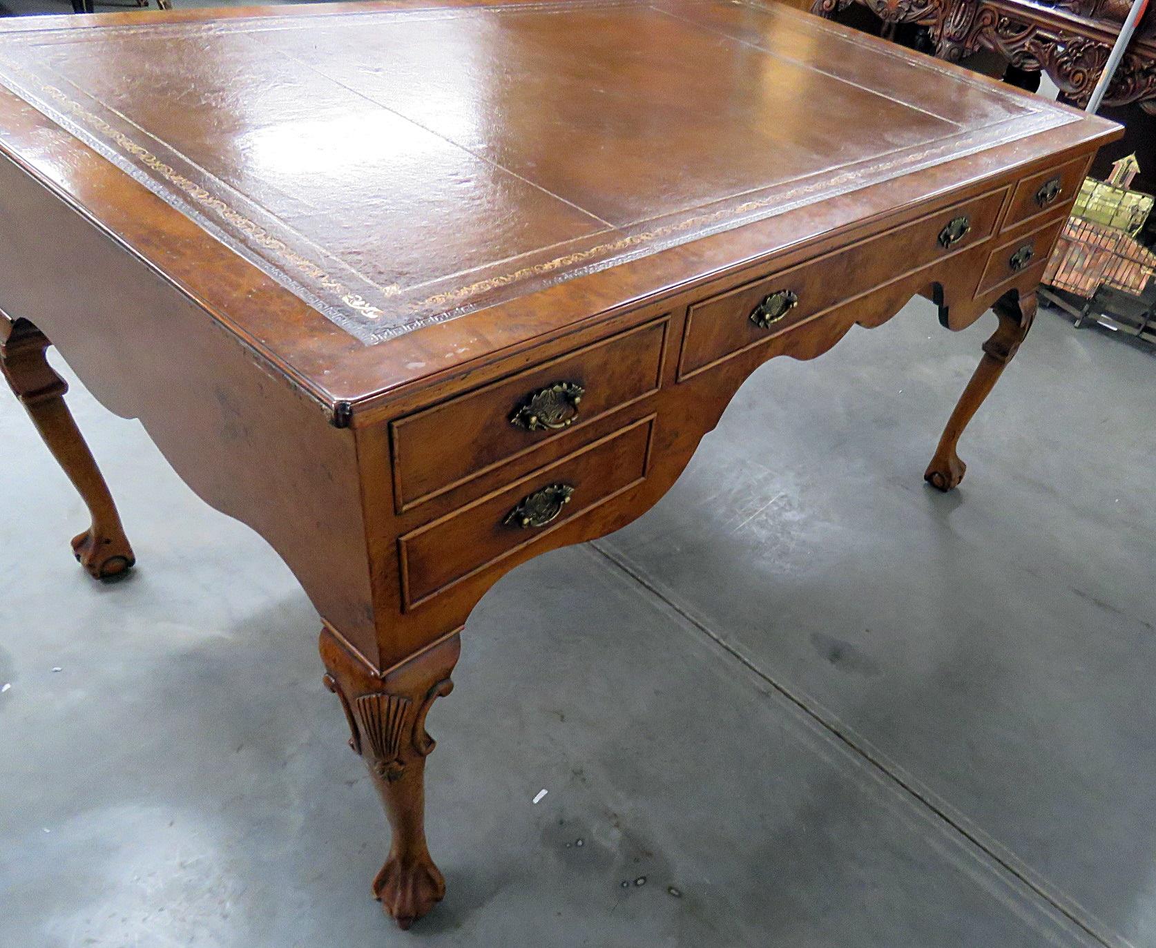 Yorkshire House Style Burled Walnut Desk at 1stDibs