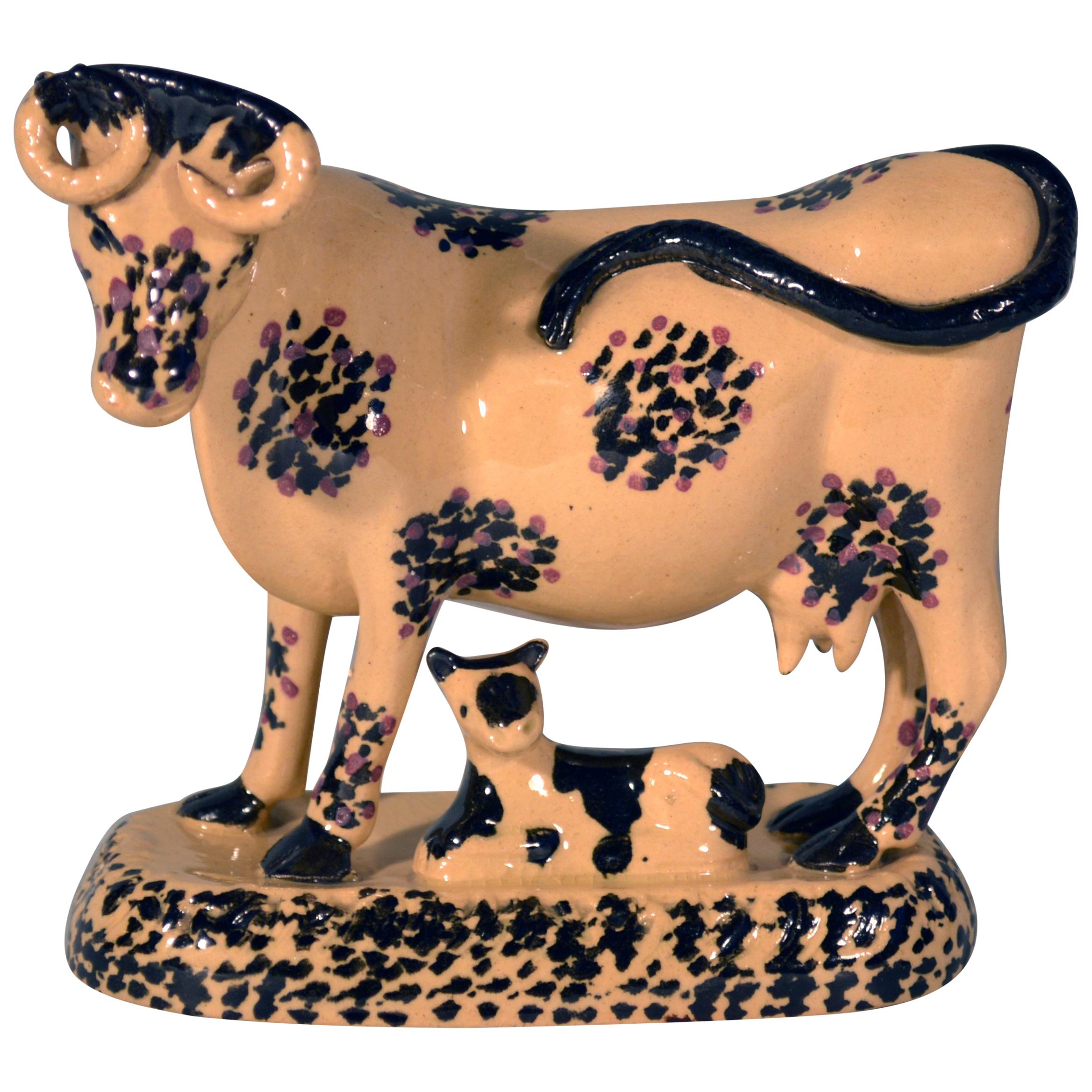 Yorkshire Pottery Cow Figure, circa 1810-1820