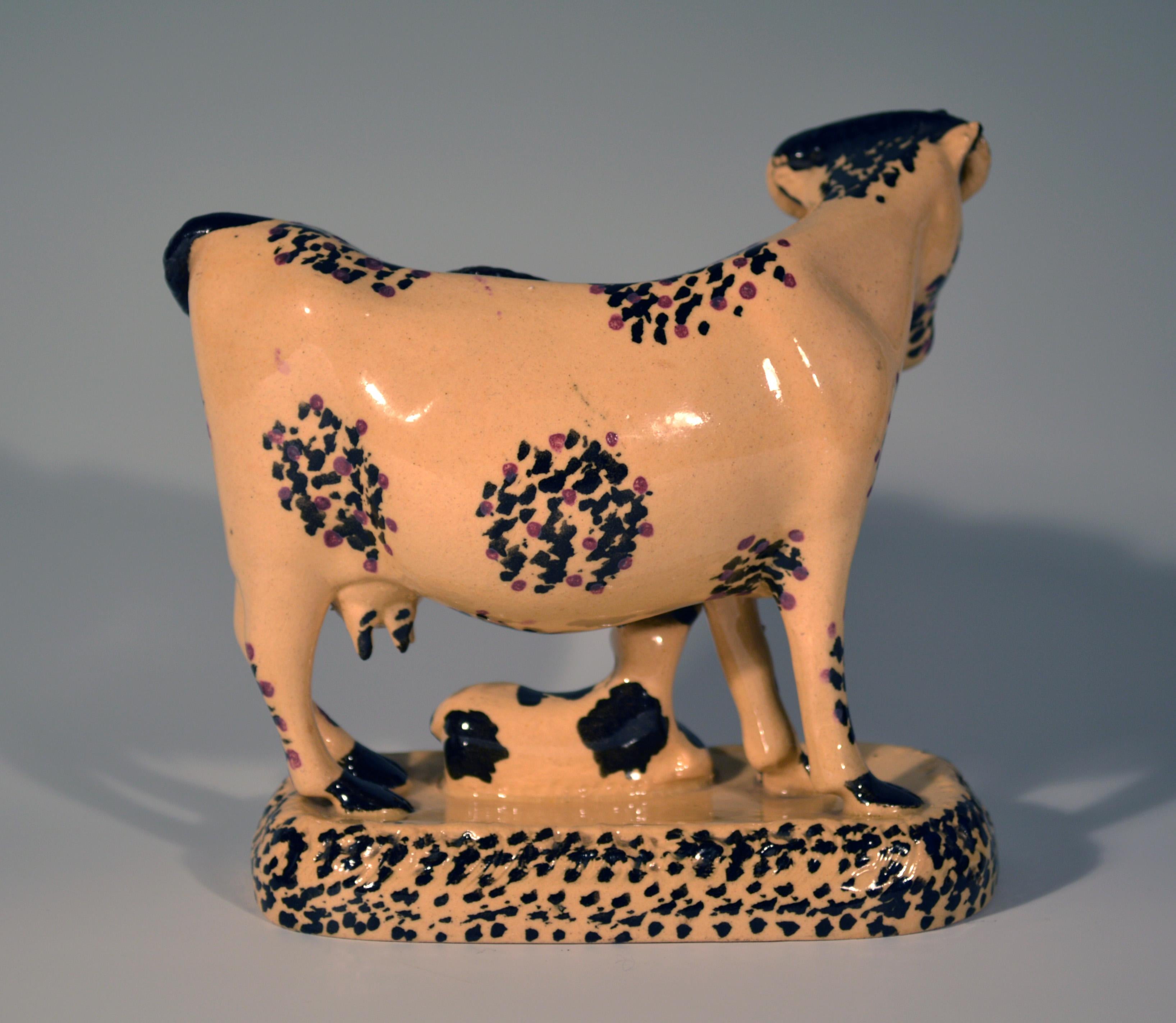 Yorkshire Pottery Cow Figure, circa 1810-1820 In Good Condition In Downingtown, PA